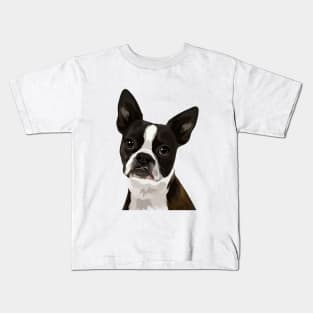 Boston Terrier Illustration Kids T-Shirt